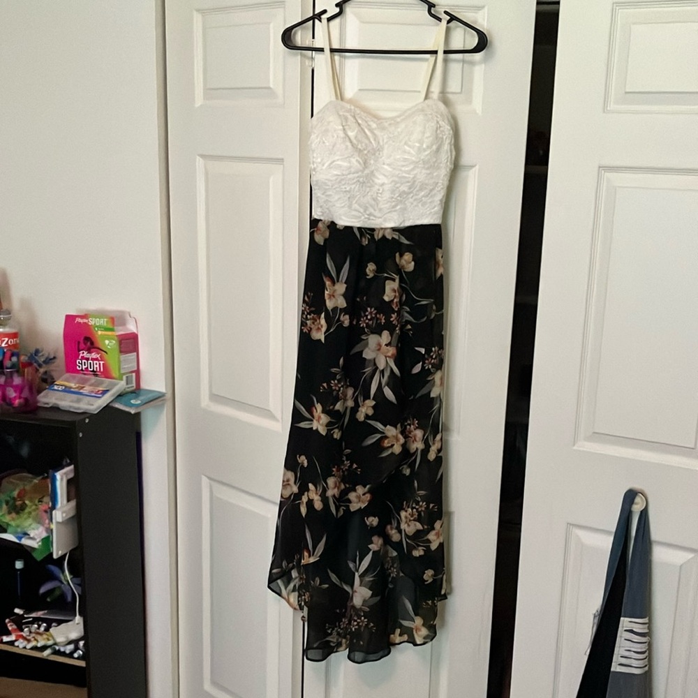 Floral Black and White Dress